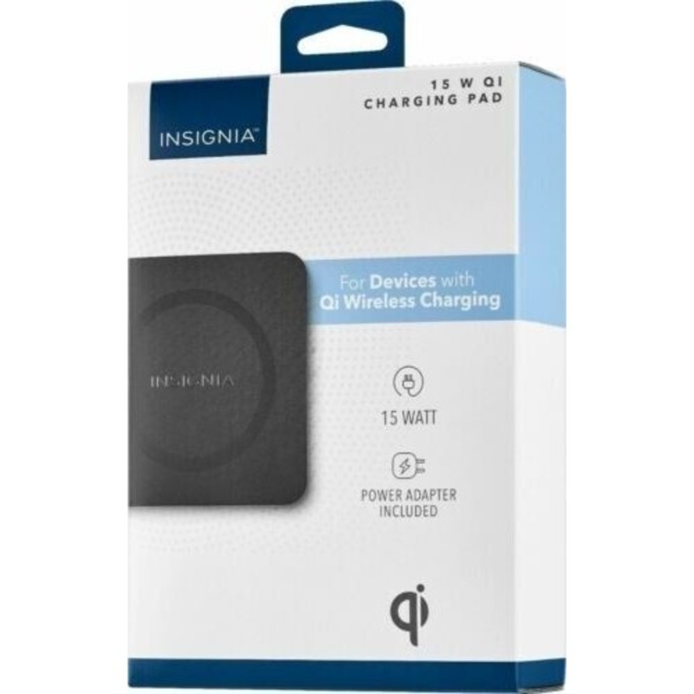 Insignia- 15 W Qi Certified Wireless Charging Pad for Android/iPhone - Black